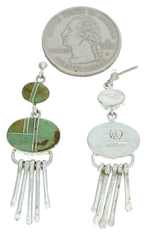 Turquoise Sterling Silver Jewelry Post Dangle Earrings MW73337