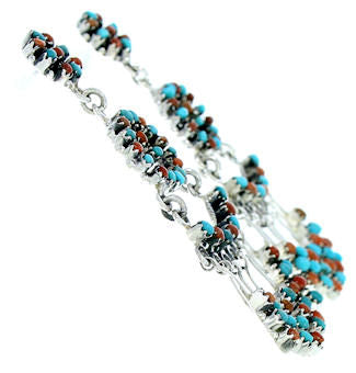 Turquoise And Coral Post Dangle Earrings GS73338