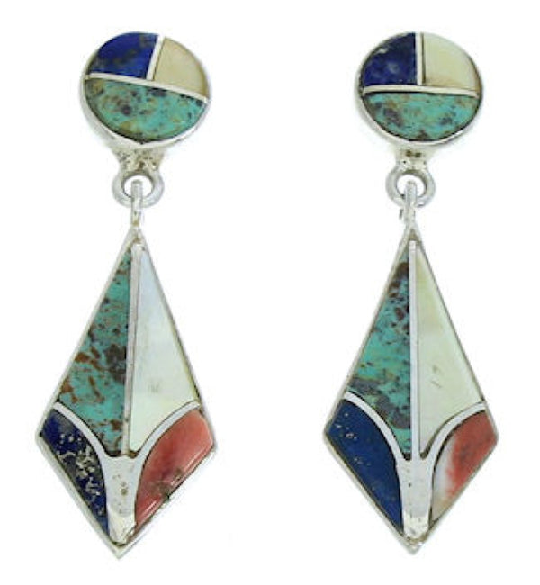 Southwestern Multicolor Inlay Jewelry Post Dangle Earrings BW74234