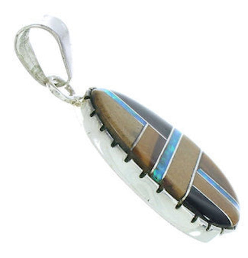 Multicolor Inlay Sterling Silver Slide Pendant BW74236