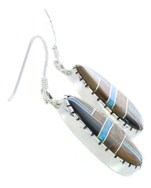 Multicolor Inlay Sterling Silver Hook Dangle Earrings BW74240