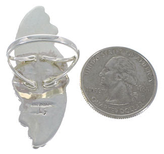 Sterling Silver Turquoise Jewelry Scalloped Leaf Ring Size 6 UX31926