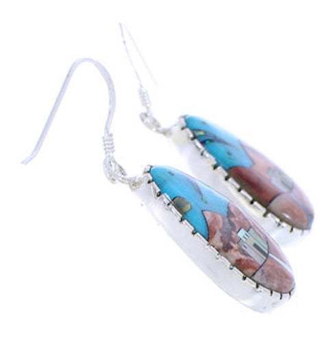 Native American Village Design Multicolor And Silver Earrings EX31665