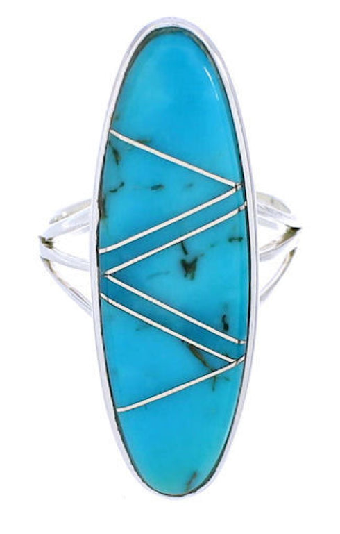 Inlay Turquoise Southwest Silver Jewelry Ring Size 7-3/4 YX33704