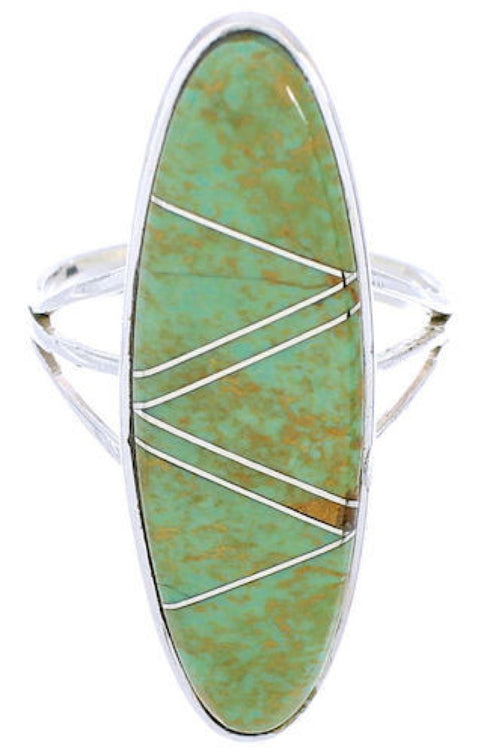 Genuine Silver Southwest Turquoise Inlay Ring Size 5-1/4 YX33728