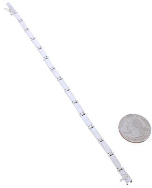 Native American Village Design Multicolor Silver Link Bracelet EX28403