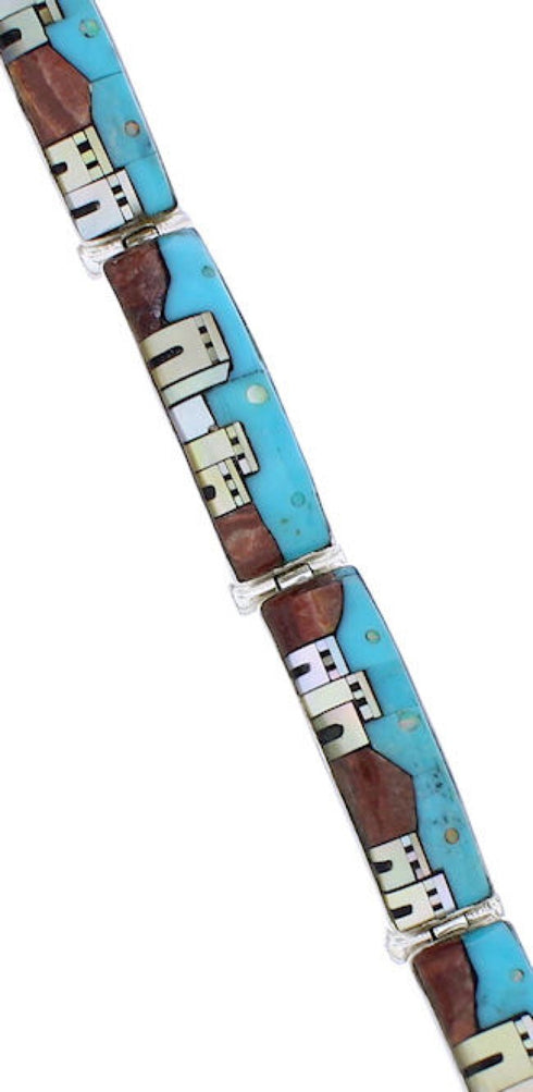 Multicolor Native American Design Southwest Link Bracelet EX28404