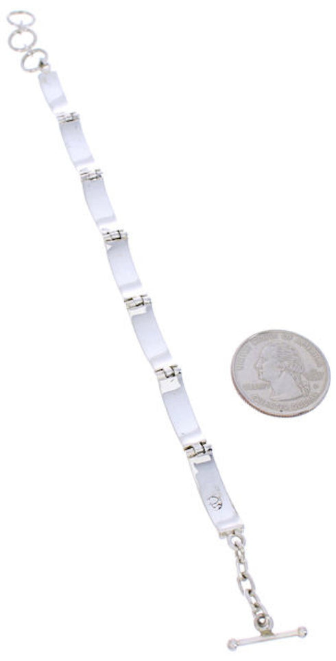 Multicolor Native American Design Silver Link Bracelet EX28420