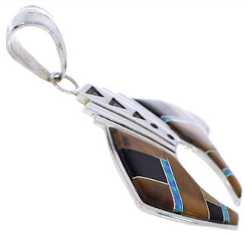 Bear Southwestern Genuine Sterling Silver Multicolor Pendant GS74716