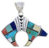 Southwest Sterling Silver Bear Multicolor Pendant GS74708