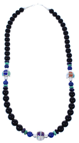 Multicolor Sterling Silver Navajo Bead Necklace GS74978
