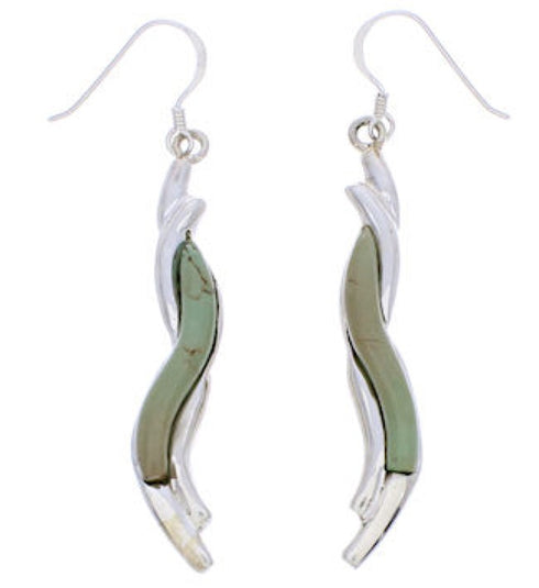 Sterling Silver Turquoise Inlay Jewelry Hook Dangle Earrings BW74826