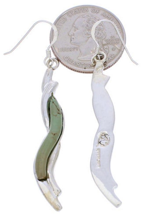 Sterling Silver Turquoise Inlay Jewelry Hook Dangle Earrings BW74826