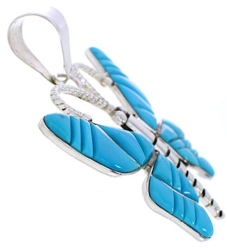 Sterling Silver Jewelry Turquoise Inlay Butterfly Pendant BW75114