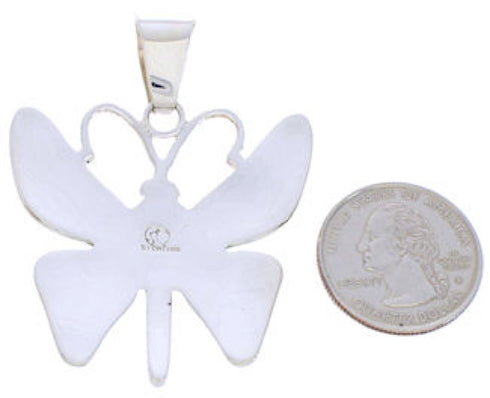 Southwest Turquoise Inlay Butterfly Silver Slide Pendant BW75150