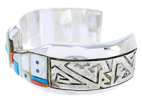 Silver And Multicolor Inlay Cuff Bracelet Jewelry RS75361