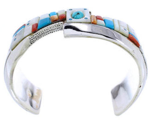 Silver And Multicolor Inlay Cuff Bracelet Jewelry RS75361