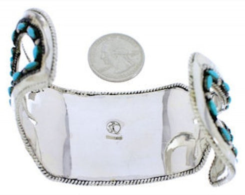 Turquoise Needlepoint Sterling Silver Water Wave Sturdy Cuff Bracelet RS75372