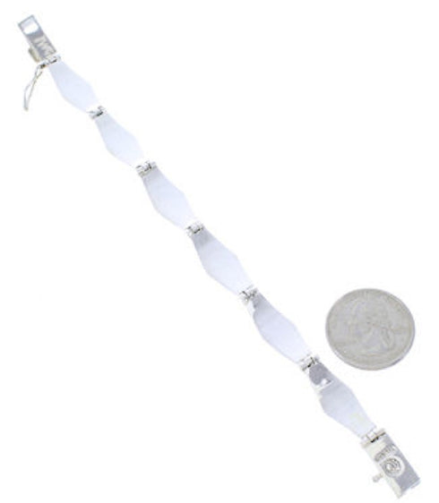 Silver Native American Village Design Multicolor Link Bracelet GS74746