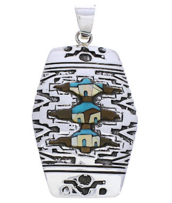 Native American Village or Pueblo Design Multicolor Pendant MW75177