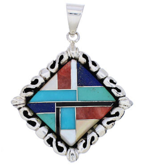 Southwest Sterling Silver Multicolor Pendant GS75185