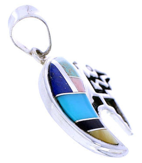 Multicolor Southwestern Sterling Silver Bear Arrow Pendant MW74934