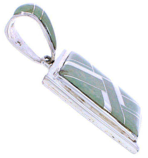 Turquoise Inlay Sterling Silver Reversible Pendant MW74995