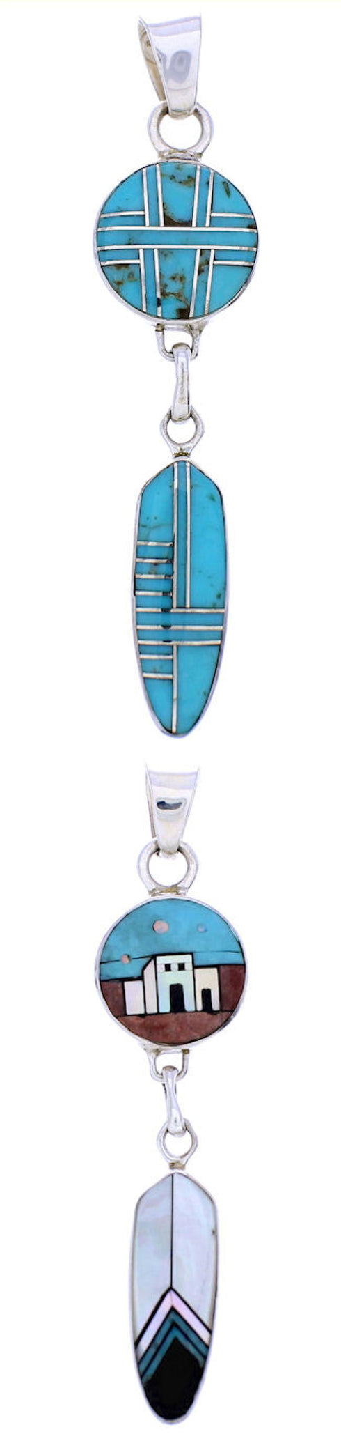 Multicolor Native American or Pueblo Design Reversible Pendant MW75008