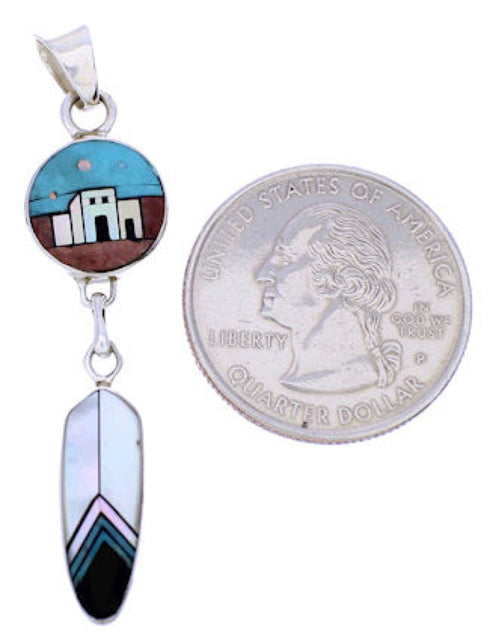 Multicolor Native American or Pueblo Design Reversible Pendant MW75008