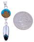 Native American Village Design Multicolor Feather Reversible Pendant MW75025