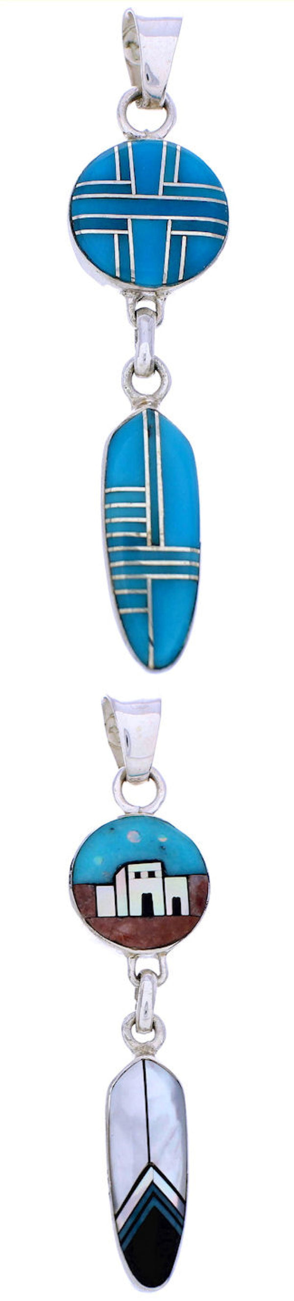 Native American or Pueblo Design Multicolor Reversible Pendant MW75028