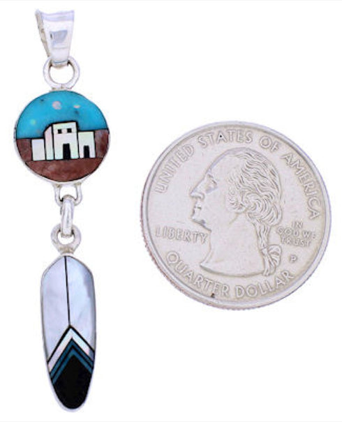 Native American or Pueblo Design Multicolor Reversible Pendant MW75028