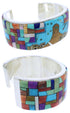 Multicolor Silver Native American Village Design Cuff Bracelet MX28023
