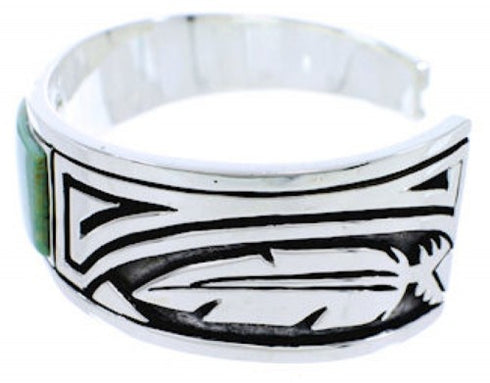 Turquoise Southwestern Feather Jewelry Silver Cuff Bracelet MX27315