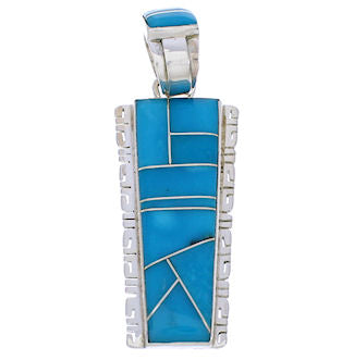 Turquoise Jewelry Silver Southwest Pendant FX30929