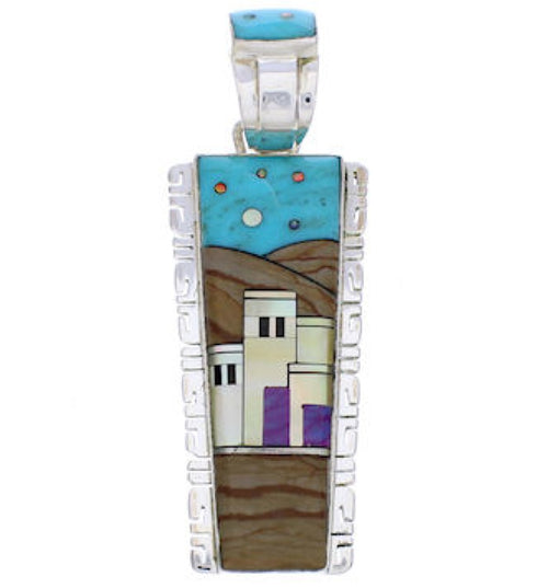 Multicolor Native American Village Or Pueblo Design Pendant FX30933