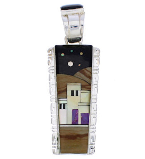 Native American Village Or Pueblo Design Multicolor Pendant FX30934