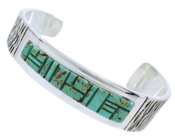 Southwestern Turquoise Inlay Sterling Silver Cuff Bracelet EX27798