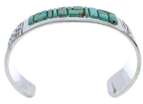 Southwestern Turquoise Inlay Sterling Silver Cuff Bracelet EX27798
