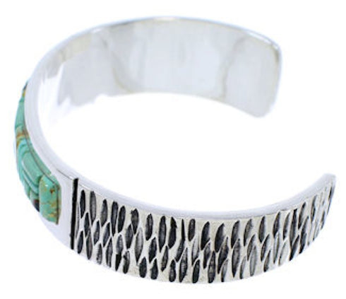 Turquoise Inlay Genuine Sterling Silver Jewelry Cuff Bracelet EX27805