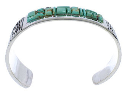 Turquoise Inlay Genuine Sterling Silver Jewelry Cuff Bracelet EX27805