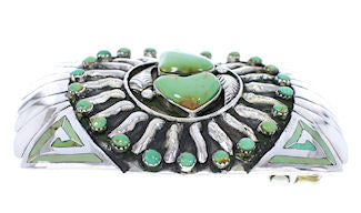 Southwestern Turquoise Sterling Silver Sun Heart Belt Buckle PX29134