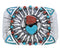 Turquoise Southwestern Coral Sun And Heart Belt Buckle PX29141