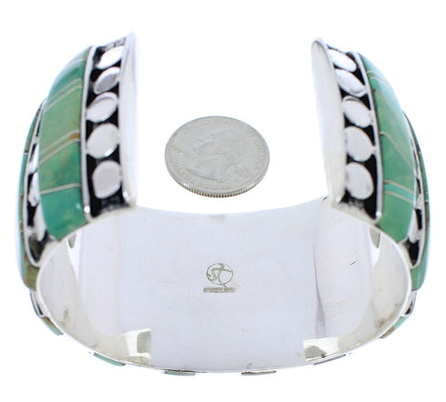 Genuine Sterling Silver And Turquoise Jewelry Cuff Bracelet EX27837