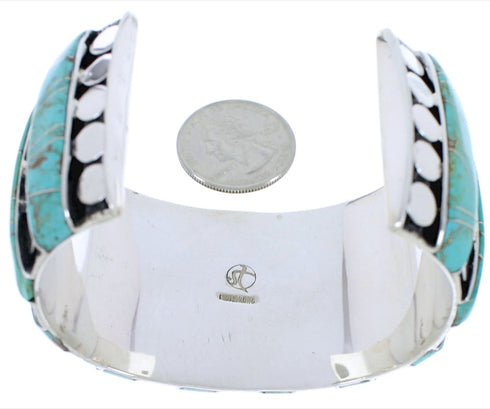 Southwest Turquoise And Sterling Silver Jewelry Cuff Bracelet EX27842