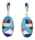Multicolor Inlay Sterling Silver Post Dangle Earrings GS75655