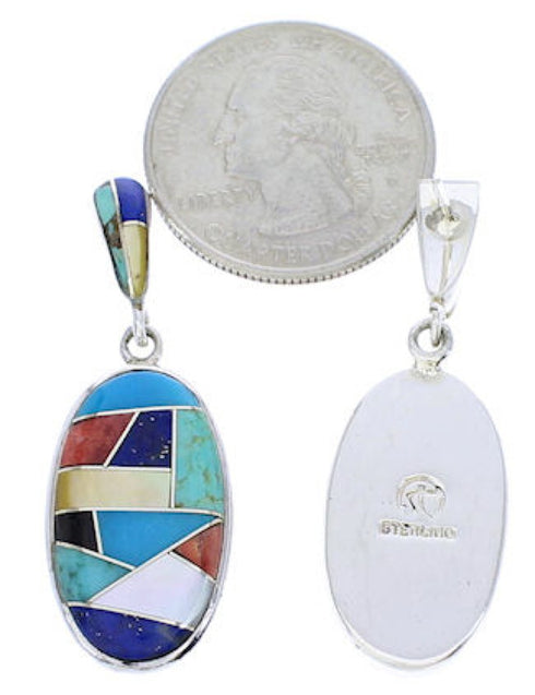 Multicolor Inlay Sterling Silver Post Dangle Earrings GS75655