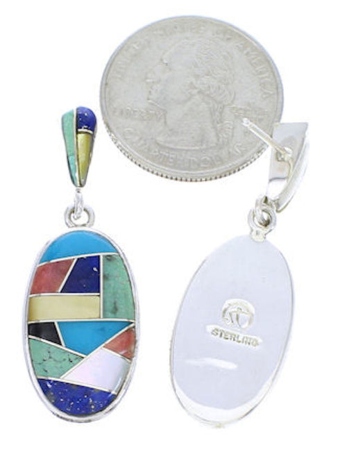 Multicolor Southwest Sterling Silver Post Dangle Earrings GS75657