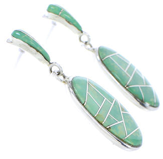 Southwest Turquoise Inlay Sterling Silver Post Dangle Earrings GS75648