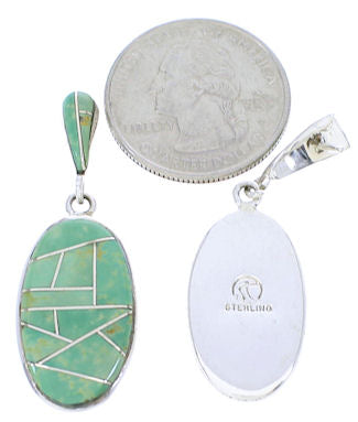 Southwest Turquoise Inlay Sterling Silver Post Dangle Earrings GS75648